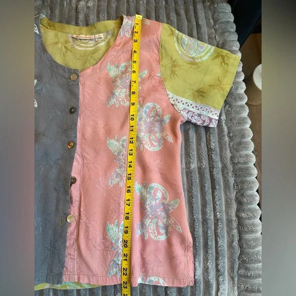 Chicos Zenergy Asian Inspired Button Down Short Sleeve Blouse Top - Picture 7 of 8